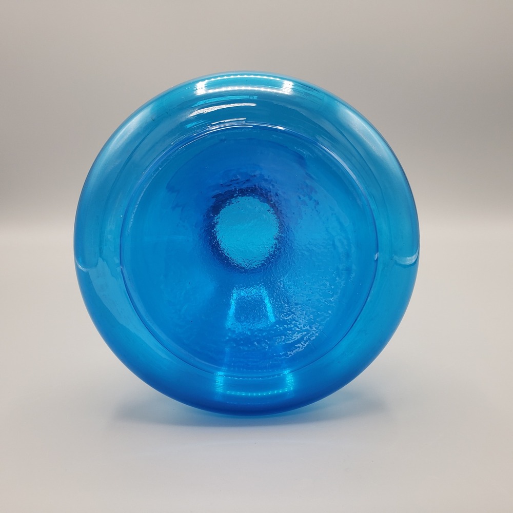 VTG Mid Century Modern Blue Glass Hourglass Vase 12" MCM Decor 60s‎ 70s Art Deco - Picture 2 of 8